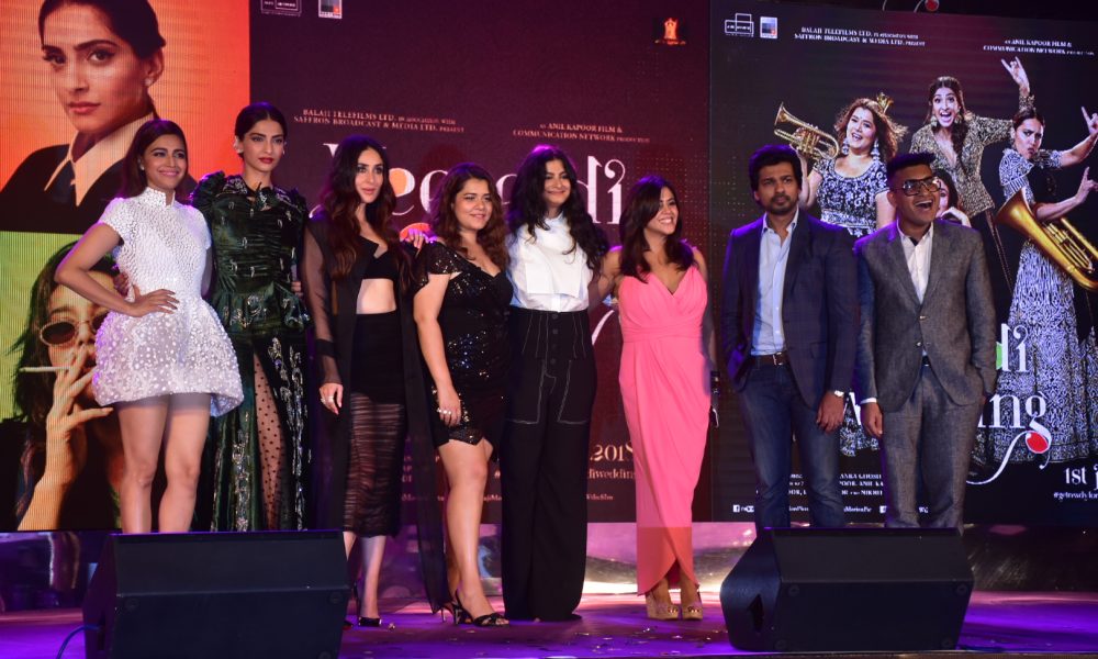 Swara Bhasker, Sonam Kapoor Ahuja, Kareena Kapoor Khan, Shikha Talsania, Rhea Kapoor, Ekta Kapoor, Nikkhil Dwivedi and Shashwat at the Veere Di Wedding Music Launch