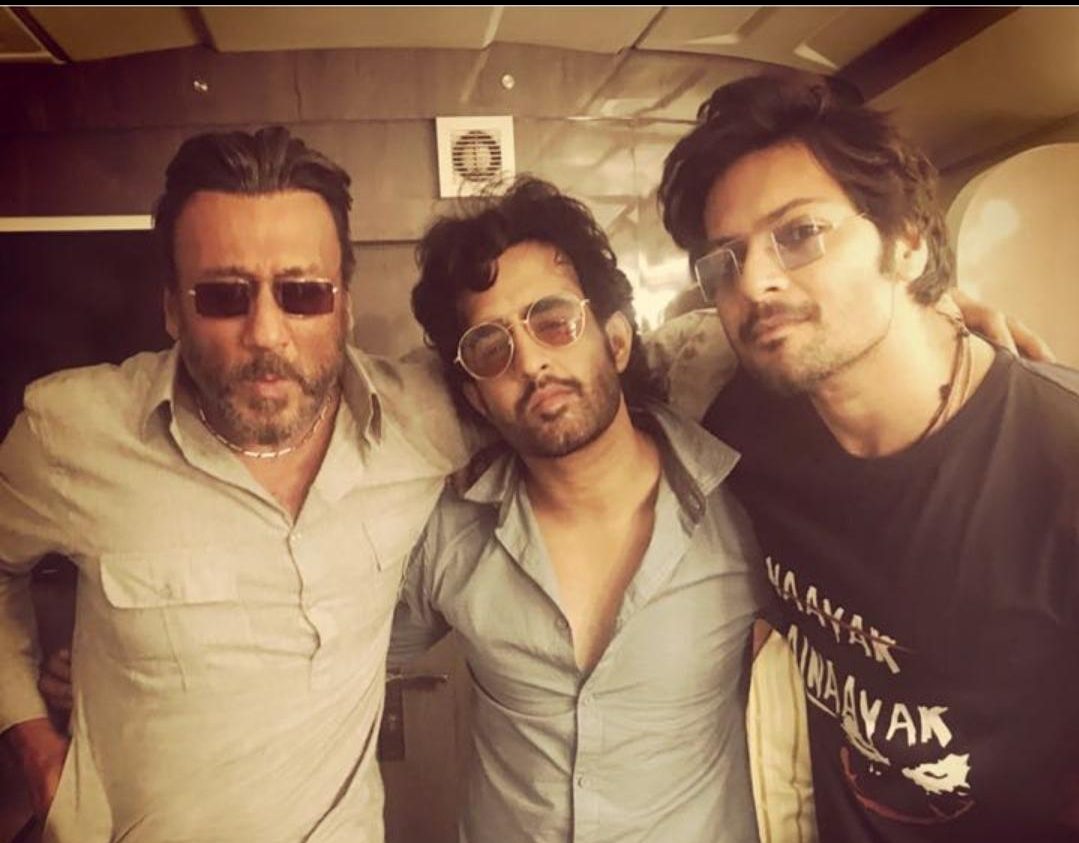 ali fazal and jackie shroff on the sets of prassthanam