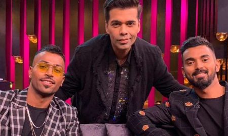 Karan Johar with Hardik Pandya and KL Rahul