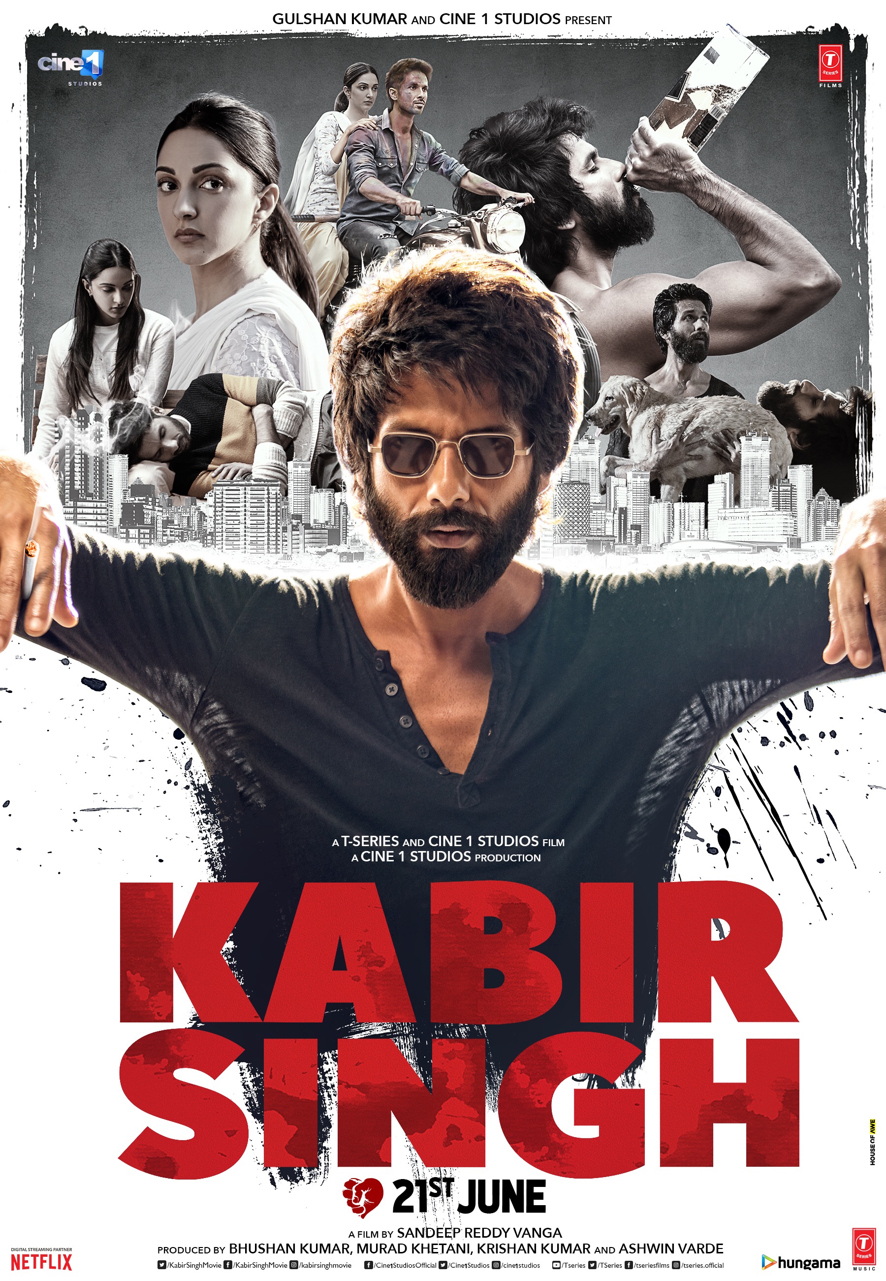 Shahid Kapoor on the poster of Kabir Singh